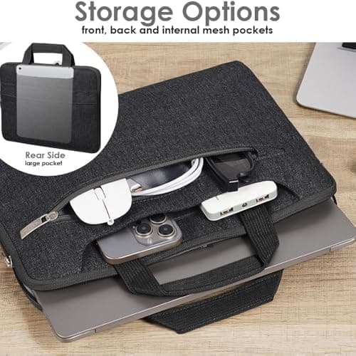 TECHGEAR Case for 11" - 12.3" Laptops, Portable Multi-functional Laptop Case with Adjustable Shoulder Strap, Luggage Strap & Suppressible Handles, Portable Sleeve Organiser Case Cover + Pockets BLACK — view 5