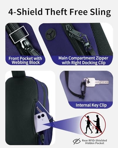ECOHUB RFID Blocking Sling Bag, Anti-Theft Crossbody Bag for Travel, Sports — view 4