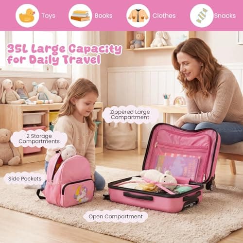 HOMFME 2PCS Kids Luggage Set, Children Ride on Suitcase — view 4