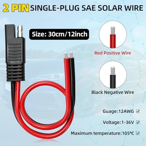 Frienda 8 Pack 12 Awg Connectors Cable Compatible with SAE 30cm 2 Pin Single Plug Disconnect Power Automotive Extension Cable for Motorcycles Cars Charger — view 2