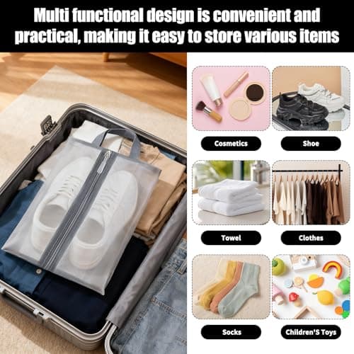 4 Pcs Shoe Bags for Travel,Travel Shoe Bags,Shoe Storage Bags for Lightweight and Breathable,Mesh Shoe Pouch with Zipper and Handle,Unisex Shoe Pouch for Fitness,Travel or Home Storage (16inx10in) — view 6