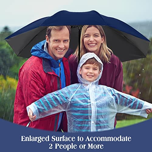 Hillban Set of 12 Windproof Travel Umbrella Folding Umbrella Bulk Rain Umbrellas Portable Travel Umbrellas Strong Compact Umbrella for Wind Rain Sun Car Backpack Men Women Kids (Black, Navy Blue) — view 2
