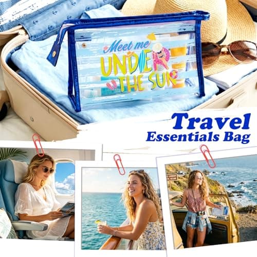 COSHAYSOO Sunscreen Bag Clear Makeup Toiletry Pouch Beach Vacation Essentials for Women Teen Girls Trip Gifts Summer Pool Travel Must Have Accessories Waterproof Stuff, Multi-Under the Sun, Swim — view 6