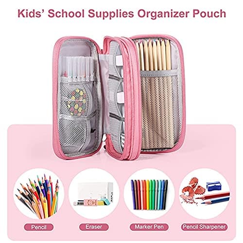Wzxksoac Electronics Accessories Organizer Pouch Bag, for Power Adapter/Charger/Cables/Pens, Designed for School Girls(Pink) — view 6