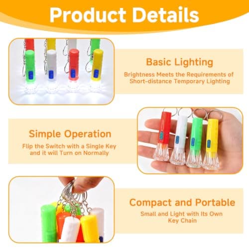 Mini Torches Keyring, 20 Pcs Torch LED Small Flashlight Pocket Keychain — view 3