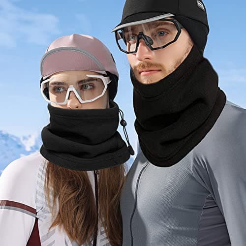 MIVAIUN Winter Neck Warmer Snood Warmer Gaiter Beanie Hat Neck Warmer Arctic Fleece Lining Plush Scarf Windproof and Warm For Winter Outdoor Warmth Cycling Skiing Mens Womens (Black) — view 5