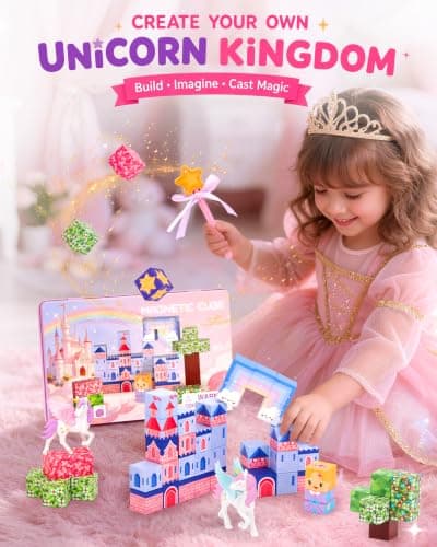 hahaland Unicorn Mini Magnetic Blocks, Travel Magnetic Tiles Toy Girls 3-5 — view 2