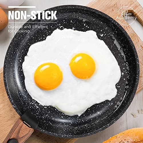 Kitchen Academy Non Stick Cookware Set, 10 PCS with Detachable Handle Black — view 3