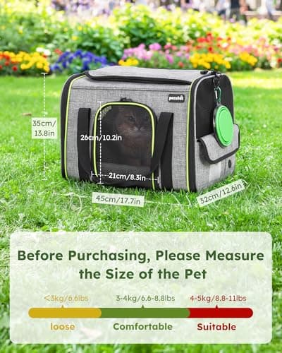 pecute® Cat Carrier Large with Removable Pet Nest up to 8kg, Foldable Cat Carrier Bag, Portable Dog Travel Bag, Breathable Mesh Fabric, Suitable for Car Travel, Bus, Subway,Picnic — view 2
