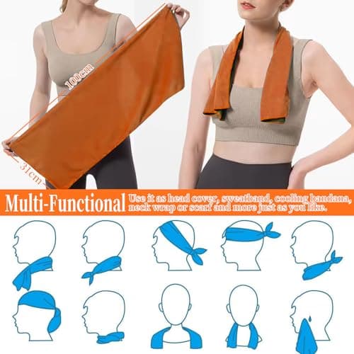 VAKKI Cooling Towel, Ice Cold Sports Sweat Towels for Instant Relief Perfect Coolings Scarf Neck,Forehead, Wristband, Bandana, Stay Cool from Over Heating During All Kinds of Sport and Exercise — view 5
