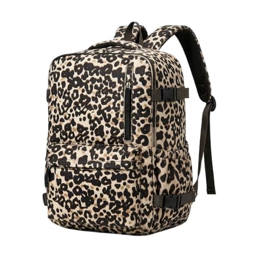Treer Ryanair Cabin Bags 40x30x20cm Underseat Travel Backpack Cabin Bag Carry on Water Resistant Hand Luggage for Airplanes, Multiple Pockets Rucksack for Men and Women (Leopard Print,40x30x20cm)