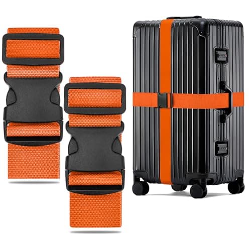 WISYOK Luggage Straps Extended, 2 Pack, 130-250cm Adjustable, Orange