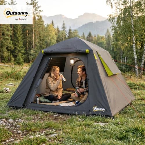 Outsunny Camping Tent 2 Man Dome Tent 3000mm Waterproof Grey & Green — view 2