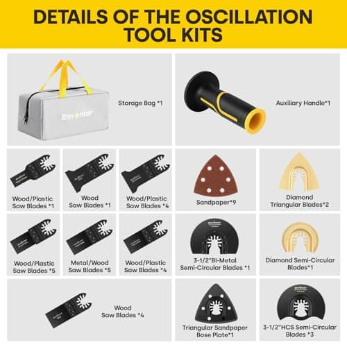 Enventor Oscillating Multi Tools, 280W 15000-22000 OPM, 6 Variable Speeds — view 6