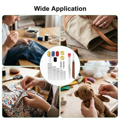 Sewing Kit 36PCS Big Eye Stainless Steel Needles for Adults UK, Hand Sewing Kit with Needle Threaders, Thimbles, Seam Ripper & Thread, Complete Sewing Set for Home Repairs & Travel Emergencies — view 6