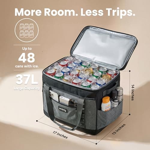 SMIRLY 37L Cool Bag, Large Insulated Picnic Bag and Camping Bag, Grey — view 2