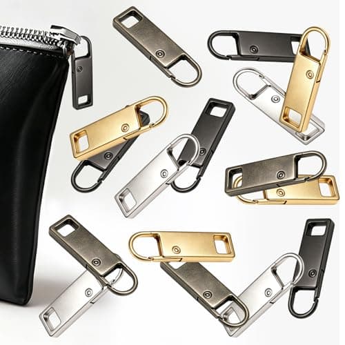 WADUBI Zipper Pull Replacement Set, 16 Pack Metal Zipper Pulls for Bags, Luggage, Suitcases, Jackets, Zip Repair Kit, Black Gold Gray Silver — view 6