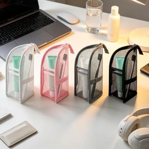 4 Pack Travel Toiletry Bags, Standing Wash Bag Set, Portable Cosmetic Cases — view 3