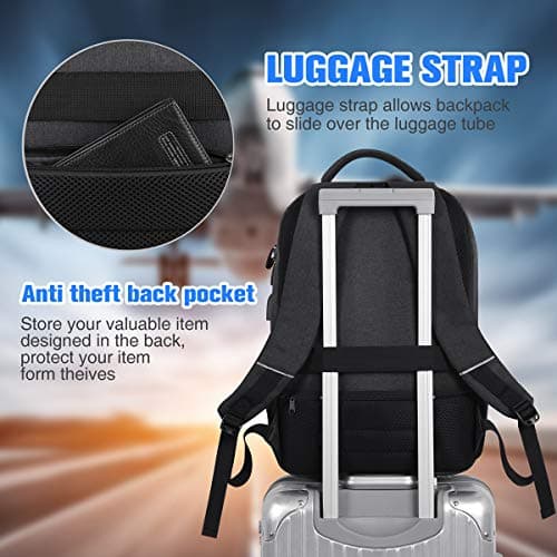 School Backpack Boys / Girls / Teenagers, Backpack School, Laptop Backpack for Men / Women, Daypacks Business Backpack with USB, Charcoal, 15,6 Zoll, Rucksack — view 4