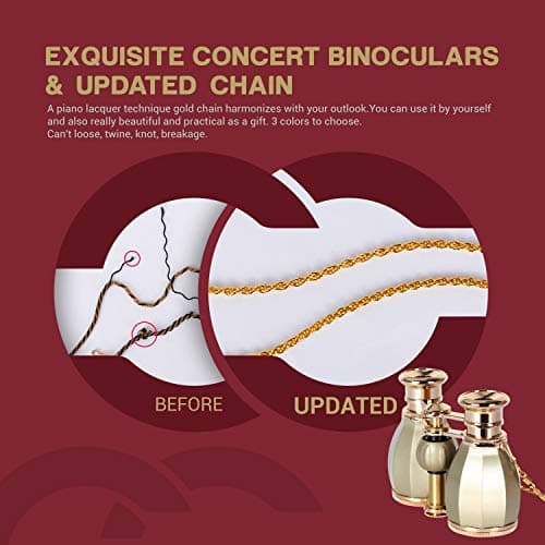 ESSLNB Opera Glasses Binoculars 4X30 Theatre binoculars with Chain and Case Optical Glass Womens binoculars For Theater Concert Women Gift (Gold) — view 6