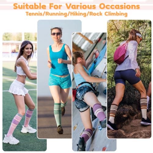 KKuSoxyy 4 Pairs Compression Socks for Women Stylish Colourful Flight Socks Comfortable Supportive Compression Stockings for Running Travel Pregnancy Nursing LXL — view 6