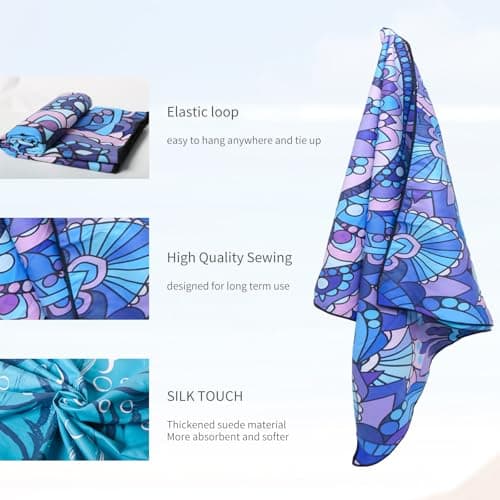 Vorvowry Microfibre Beach Towels for Adults Women Men Extra Large Lightweight Quick Dry Sand Free Travel Towel Double Sided Printing for Swim Sports with Mesh Bag 80×180cm Purple Mandala 1 Pack — view 4