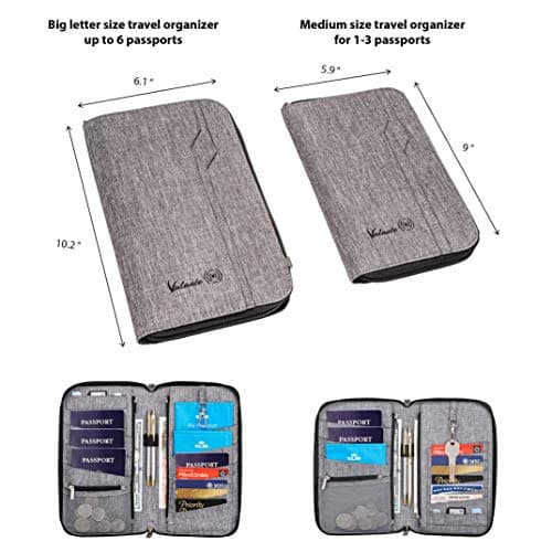 Valante Premium Family Travel Document Organizer Capacious RFID Passport Holder Wallet, Gray, L, RFID Wallet — view 6