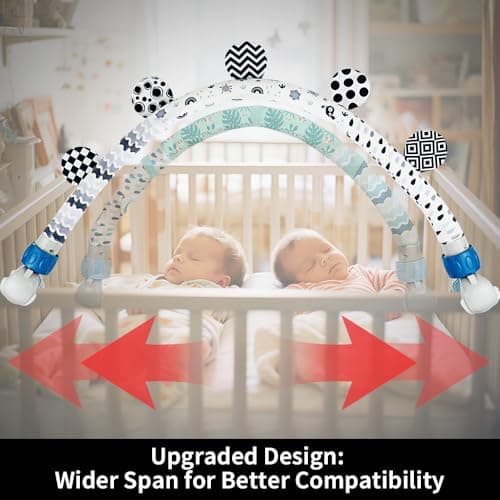 Baby cot Play Activity Arch, Black and White Travel Mobile Bouncer Toy Bar, Stroller and cot Attachment with Hanging Toys (Animal) — view 6