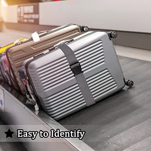 Luggage Suitcase Straps Set, Travel Accessories Thickened Luggage Belt with Quick Release Buckle, Adjustable Black Travel Luggage Straps for Suitcase Baggage (Taupe, 2 PCS Set) — view 5
