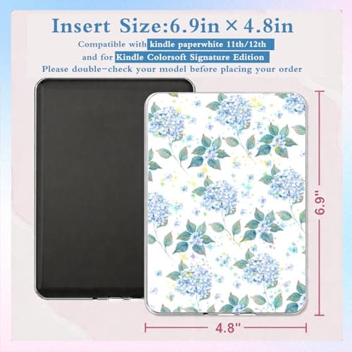 Berirexrion Inserts Cardstock for Clear Case - 12 PCs Blue Back Card Cover Hand Strap Dust Plug Charms for Kindle Paperwhite 11th 12th E-Readers Tablet Accessories Finger Grip Holder — view 2