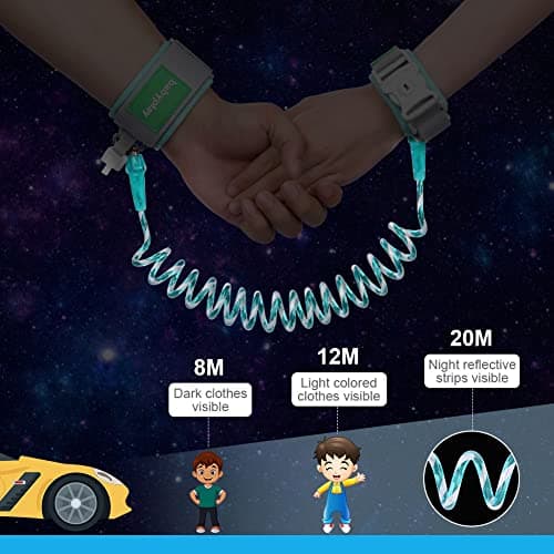 AOMIG Anti Lost Safety Wrist Link Belt, 1.5M Wrist Reins for Toddlers with Key Lock, Baby Reins Toddler Reins for Walking & Travel, Toddler Wrist Strap for Walking (Green) — view 4