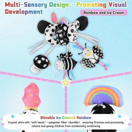 Zendstanding Spiral Carseat Toys for Babies 0-6 Months, Black & White — view 5