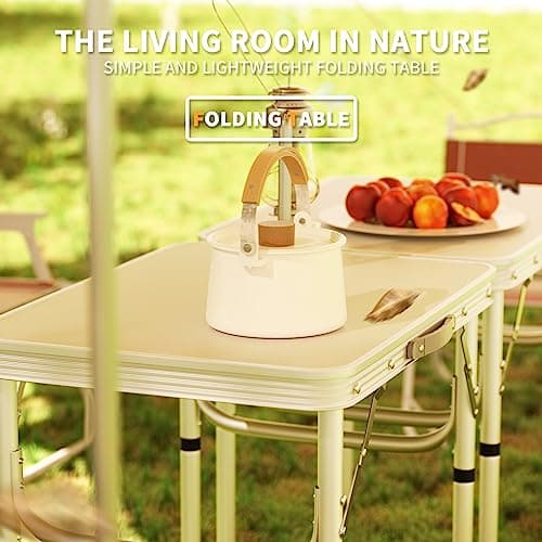 Qimu 60CM Low Camping Table Portable Folding Table Small Foldable Picnic Table with Carry Handle 2ft Adjustable Height Aluminum Lightweight Garden Table for Outdoor Indoor Camping Cooking BBQ Table — view 6