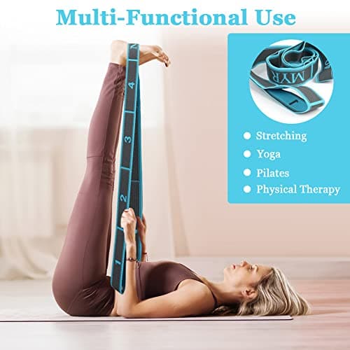 flintronic Yoga Stretching Strap, Stretcher Yoga Belt with 9 Numbered Loops, Exercise Yoga Belt for Pilates, Pilates, Dance, and Gymnastics, and Leg Stretch Band to Improve Flexibility — view 4