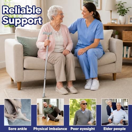 Adjustable Walking Stick for Men & Women Aluminum Walking Cane-Lightweight Support for Disabled and Elderly Users with Secure Lock and Anti Skid Base for Stable Balance and Comfortable Mobility — view 5