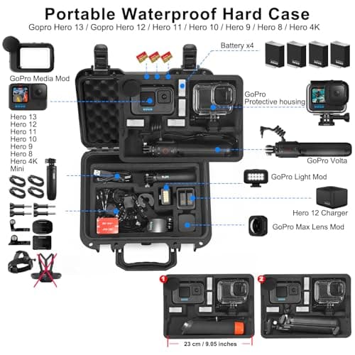 Lekufee Waterproof Hard Case for Gopro Hero 13/12/11/10/9, LIT Hero,Hero 4K,Mission 1 Pro,Creator Edition and Accessories(Case Only) — view 2