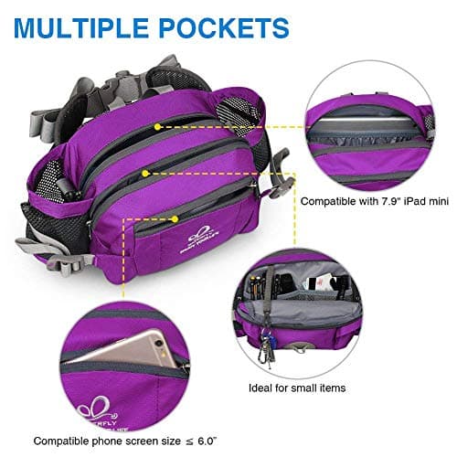 Waterfly Hiking Waist Fanny Pack Bum Bag with Bottle Holder — view 2