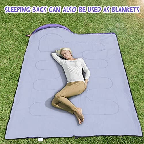 Pystuvo Sleeping Bag for Adults,4 Season Sleeping Bag,Lightweight,Waterproof Indoor & Outdoor Use,Purple+Pink — view 4