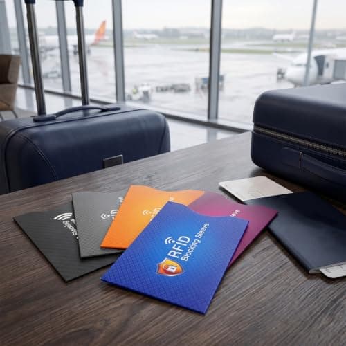 RFID Blocking Sleeves, [5 Pack 5 Color] [TÜV Certification] Anti-Theft Credit Card Protector RFID & NFC Contactless Card Security Holders Prevent Identity Theft for Credit, Debit Cards, Passport — view 4