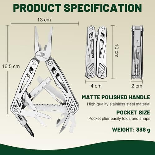 Mossy Oak 22-in-1 Pocket Multi Tool Pliers, Metallic — view 3