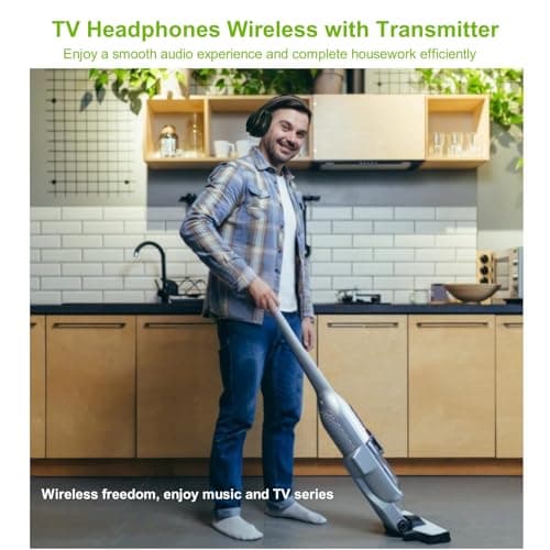 Wireless Headphones with Transmitter for TV Watching, Noise Cancelling TV Headphones for Seniors, HD Stereo Sound Bluetooth TV Headset, No Audio Delay, 30H Playtime, Plug and Play, Gifts for Elderly — view 5