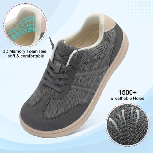 JOINFREE Women's Wide Fit Trainers Slip On Casual Walking Shoes Grey — view 4