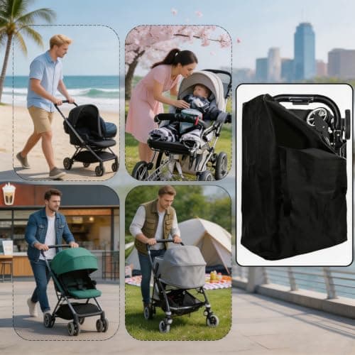 WQorphix Car Seat Travel Bag, Buggy Bag, 115×80cm Large Capacity Stroller Bag, Waterproof Stroller Bag for Airplane, Portable Dustproof Stroller Travel Bag for Air Travel and Outdoor Transport — view 2