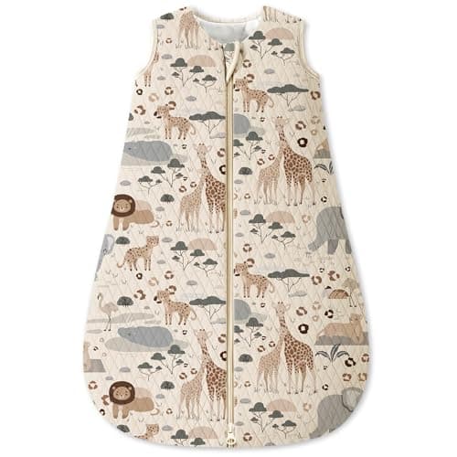 Unnivoll Baby Sleeping Bag 1.5 Tog 6-12 Months Cotton Sleep Sack Baby Sleep Bag Wearable Blanket with 2-Way Zipper for Newborn Infant Apricot Elephant