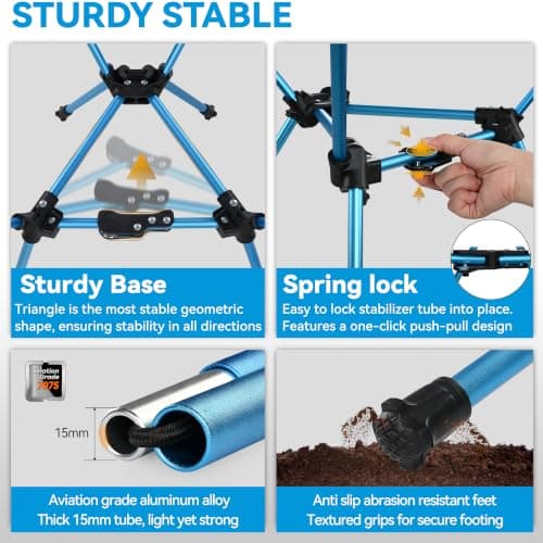 MARCHWAY Lightweight Folding Camping Chair with Spring Lock, Stable Compact Portable for Outdoor Camp, Travel, Beach, Picnic, Festival, Hiking, Backpacking (Blue) — view 4