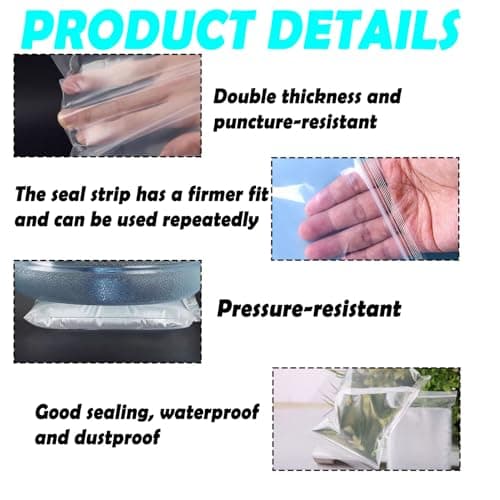HongChelle 20Pcs 40x60 cm Zipper Seal Bags, Reusable Clear Bags for Clothing, Plastic Waterproof Luggage Organizer, Suitable for Travel, School, Moving, Home Storage. (Without Hole) — view 3