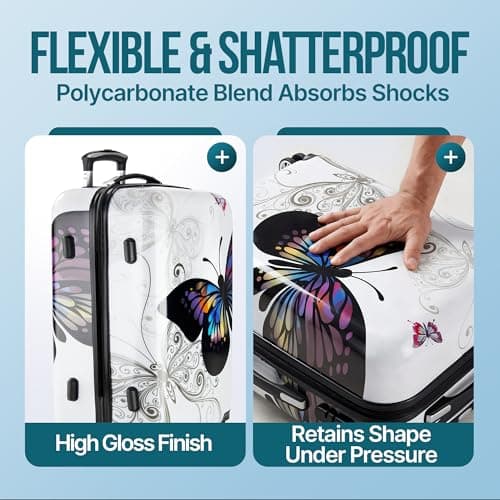 Monzana® Medium Hard Shell Suitcase 4 Wheels Hardshell 22" 22 inch Butterfly — view 2