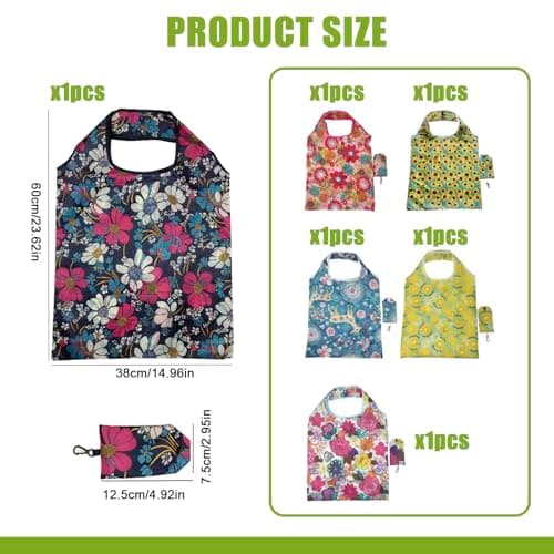 6 Pcs Foldable Shopping Bags, Eco-Friendly Reusable Tote Waterproof — view 2