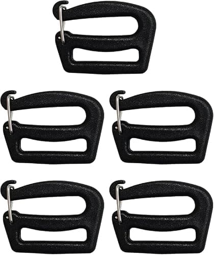 Opemg 12 Pcs Black 25mm/1inch G Hook Webbing Connecting Buckles Adjustable Plastic Tri-Glide Slides Backpack Strap Clips Replacement for Luggage Outdoor Camping Sports Buckles — view 4