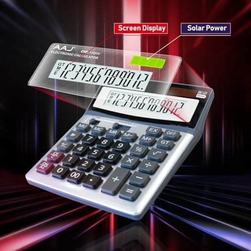 AAJ 12 Digit Desk Calculator Jumbo-Large Buttons-12 Digits-Large Eye Angled Display- Light and portable Calculator-For Home and Office use-Solar and Battery Powered (Battery Included) — view 2